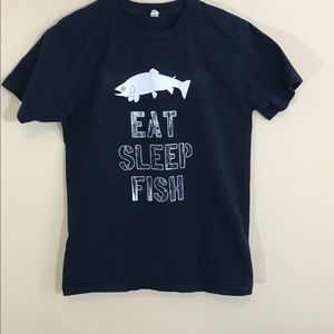 Eat Sleep Fish Navy Blue T-shirt Size Small